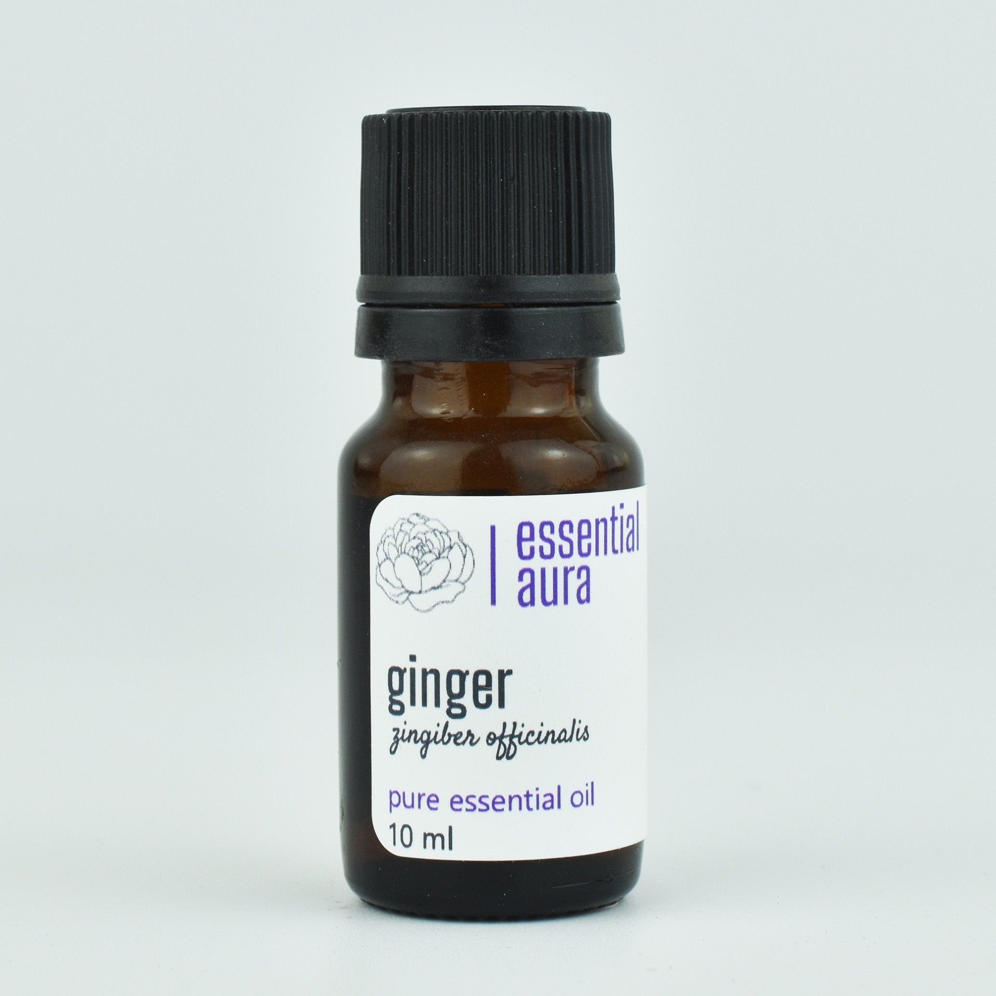 Organic Ginger Essential Oil 10ml glass bottle from Essential Aura