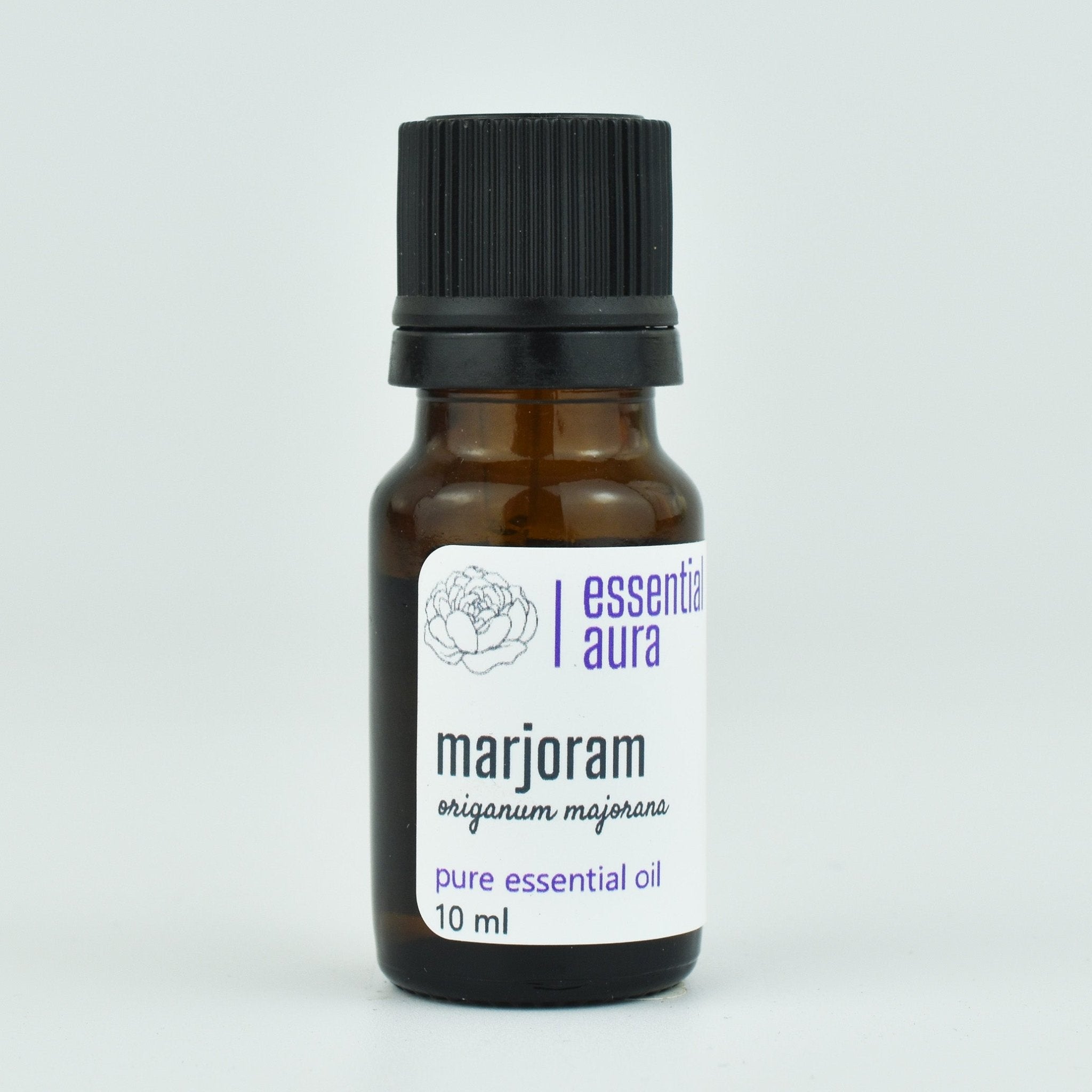 Organic Sweet MArjoram Essential Oil 10ml glass bottle from Essential Aura