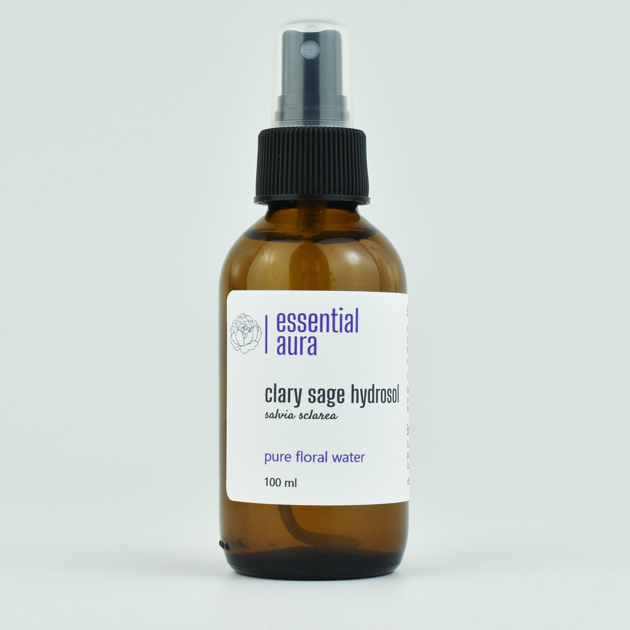Organic Clary Sage Hydrosol Glass Bottle - 100ml - Essential Aura