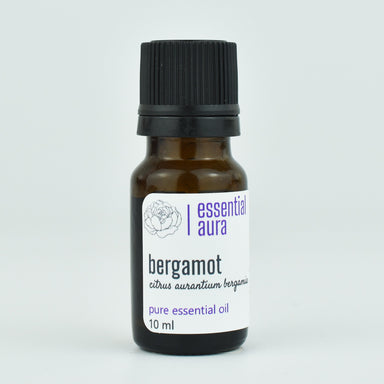 Organic Bergamot Essential Oil 10ml glass bottle from Essential Aura