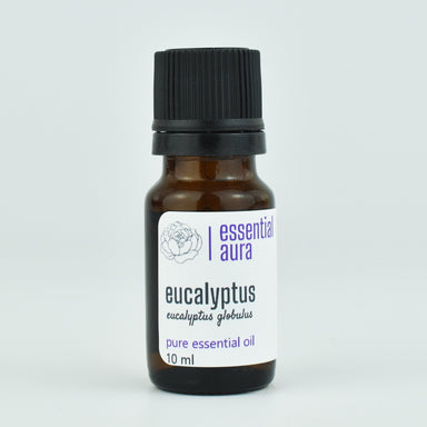 Organic Eucalyptus Globulus Essential Oil 10ml glass bottle from Essential Aura