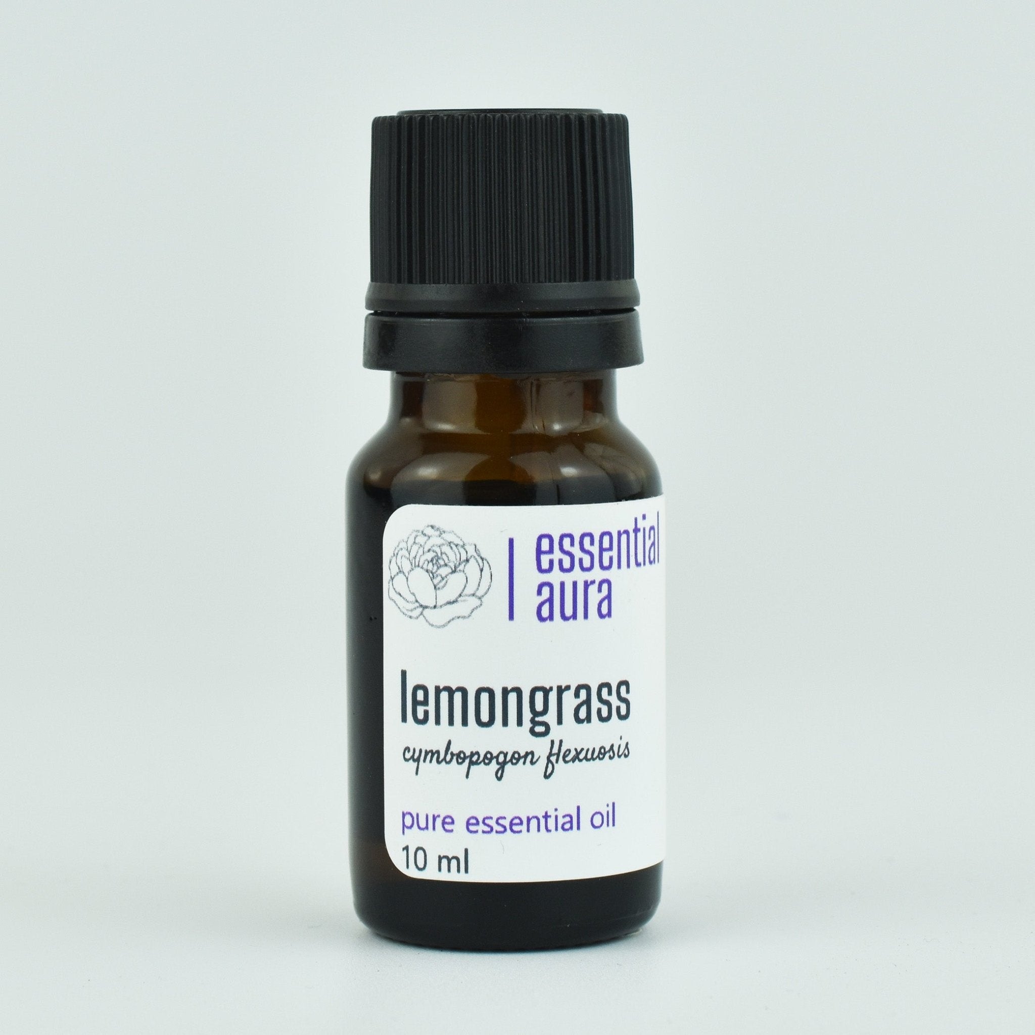 Organic Lemongrass Essential Oil 10ml glass bottle from Essential Aura