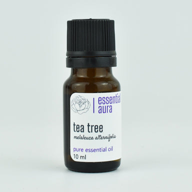 Organic Tea Tree Essential Oil 10ml glass bottle from Essential Aura