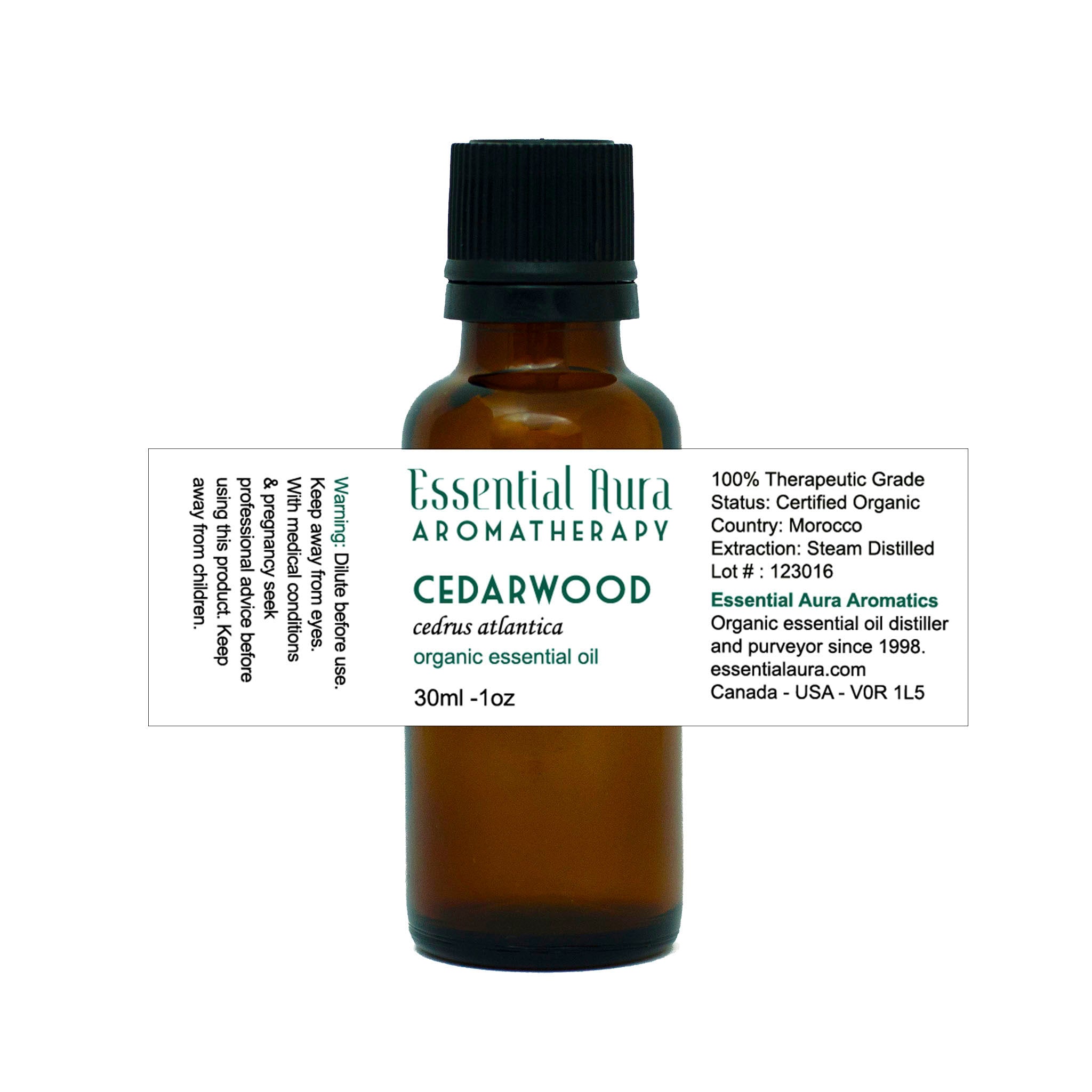 cedarwood essential oil in bottle