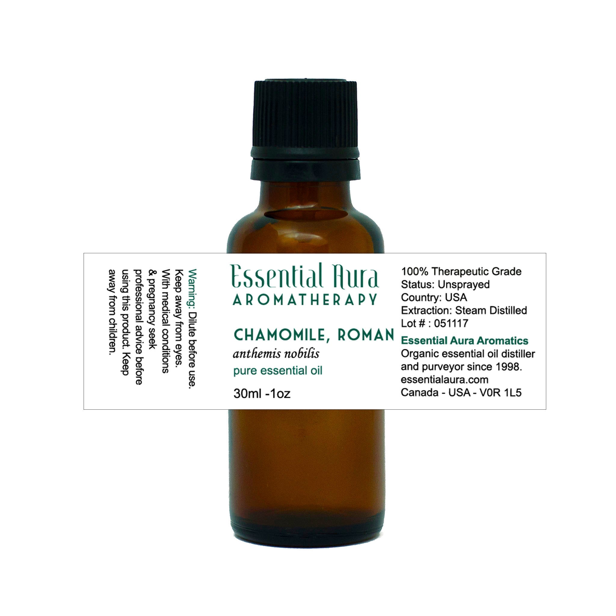 chamomile essential oil in bottle