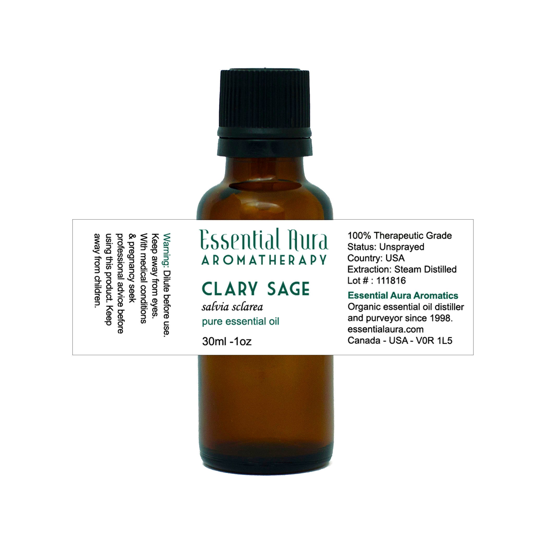 clary sage essential oil in bottle