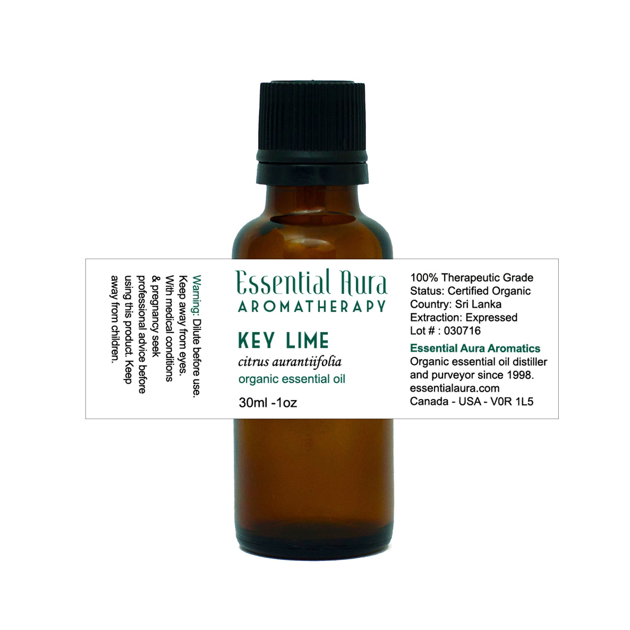 bottle of Key Lime Organic Essential Oil